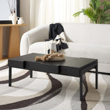 Safavieh Alexander Rectangular Contemporary Rustic Coffee Table Black Stripe /Black Wood COF7005B