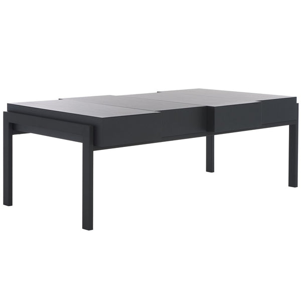Safavieh Alexander Rectangular Contemporary Rustic Coffee Table Black Stripe /Black Wood COF7005B