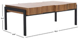 Safavieh Alexander Rectangular Contemporary Rustic Coffee Table Natural Brown / Black Wood COF7005C