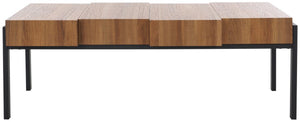 Safavieh Alexander Rectangular Contemporary Rustic Coffee Table Natural Brown / Black Wood COF7005C