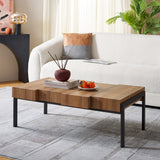 Safavieh Alexander Rectangular Contemporary Rustic Coffee Table Natural Brown / Black Wood COF7005C