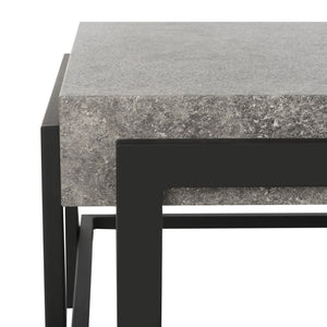 Safavieh Oliver Rectangular Coffee Table - Modern Dark Grey Centerpiece With Black Metal Legs For Any Space COF7006A