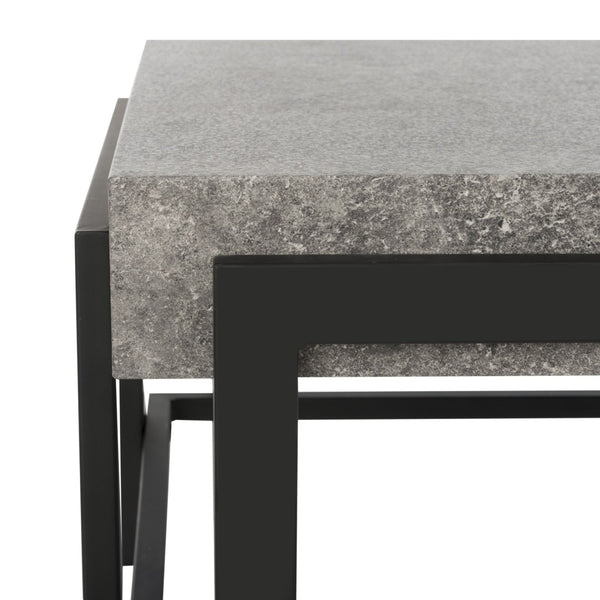 Safavieh Oliver Rectangular Coffee Table - Modern Dark Grey Centerpiece With Black Metal Legs For Any Space COF7006A