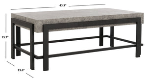 Safavieh Oliver Rectangular Coffee Table - Modern Dark Grey Centerpiece With Black Metal Legs For Any Space COF7006A