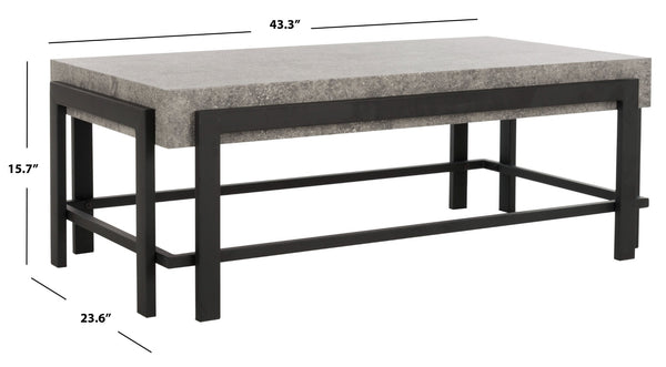 Safavieh Oliver Rectangular Coffee Table - Modern Dark Grey Centerpiece With Black Metal Legs For Any Space COF7006A