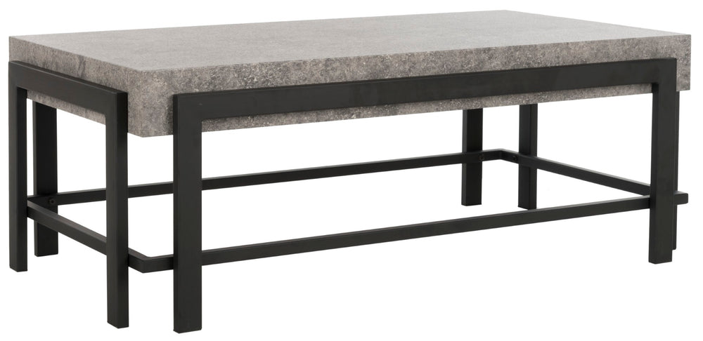 Safavieh Oliver Rectangular Coffee Table - Modern Dark Grey Centerpiece With Black Metal Legs For Any Space COF7006A