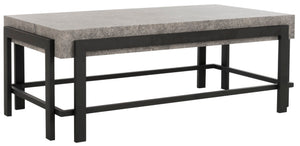 Safavieh Oliver Rectangular Coffee Table - Modern Dark Grey Centerpiece With Black Metal Legs For Any Space COF7006A