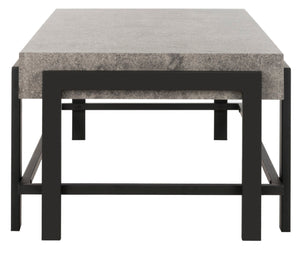 Safavieh Oliver Rectangular Coffee Table - Modern Dark Grey Centerpiece With Black Metal Legs For Any Space COF7006A