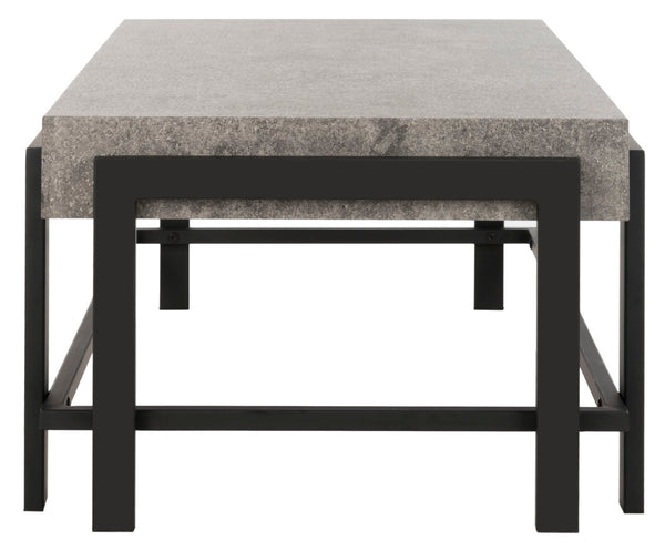 Safavieh Oliver Rectangular Coffee Table - Modern Dark Grey Centerpiece With Black Metal Legs For Any Space COF7006A