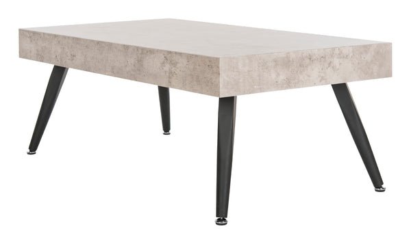 Safavieh Cedric Rectangular Mid-Century Modern Coffee Table – Stylish Scandinavian Design For Any Living Space Light Grey/Black Metal Legs COF7007A
