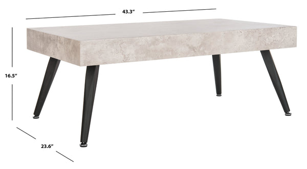 Safavieh Cedric Rectangular Mid-Century Modern Coffee Table – Stylish Scandinavian Design For Any Living Space Light Grey/Black Metal Legs COF7007A