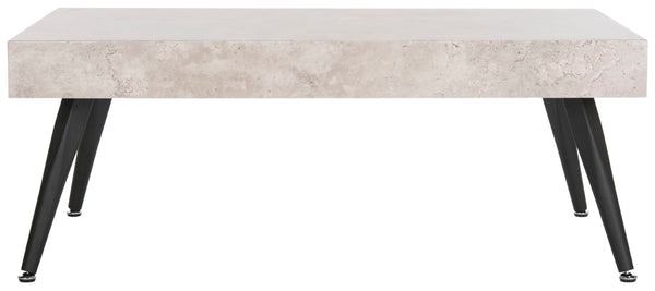 Safavieh Cedric Rectangular Mid-Century Modern Coffee Table – Stylish Scandinavian Design For Any Living Space Light Grey/Black Metal Legs COF7007A