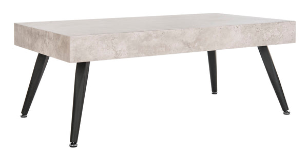 Safavieh Cedric Rectangular Mid-Century Modern Coffee Table – Stylish Scandinavian Design For Any Living Space Light Grey/Black Metal Legs COF7007A