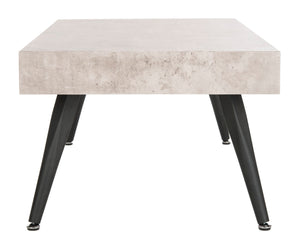 Safavieh Cedric Rectangular Mid-Century Modern Coffee Table – Stylish Scandinavian Design For Any Living Space Light Grey/Black Metal Legs COF7007A
