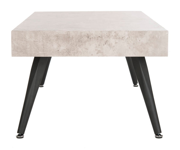 Safavieh Cedric Rectangular Mid-Century Modern Coffee Table – Stylish Scandinavian Design For Any Living Space Light Grey/Black Metal Legs COF7007A