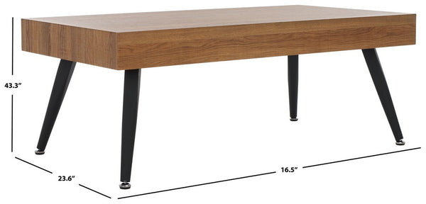 Safavieh Cedric Rectangular Midcentury Modern Coffee Table Natural Brown / Black Wood COF7007B