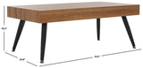 Safavieh Cedric Rectangular Midcentury Modern Coffee Table Natural Brown / Black Wood COF7007B