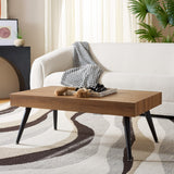 Safavieh Cedric Rectangular Midcentury Modern Coffee Table Natural Brown / Black Wood COF7007B