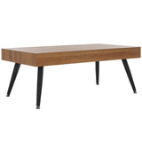 Safavieh Cedric Rectangular Midcentury Modern Coffee Table Natural Brown / Black Wood COF7007B