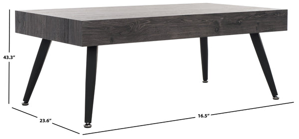 Safavieh Cedric Rectangular Mid-Century Modern Coffee Table – Stylish Scandinavian Design For Any Living Space Black Oak / Black COF7007D