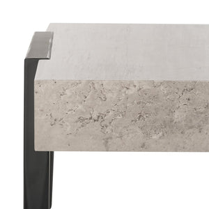Safavieh Cameron Midcentury Modern Coffee Table - Light Grey Finish With Black Metal Legs For Chic Living Room Style COF7008A