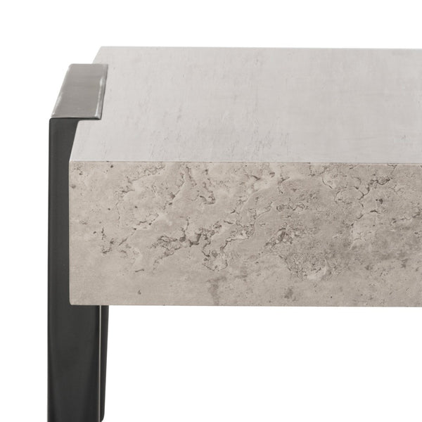 Safavieh Cameron Midcentury Modern Coffee Table - Light Grey Finish With Black Metal Legs For Chic Living Room Style COF7008A