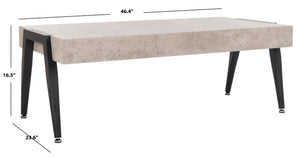 Safavieh Cameron Midcentury Modern Coffee Table - Light Grey Finish With Black Metal Legs For Chic Living Room Style COF7008A