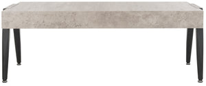 Safavieh Cameron Midcentury Modern Coffee Table - Light Grey Finish With Black Metal Legs For Chic Living Room Style COF7008A