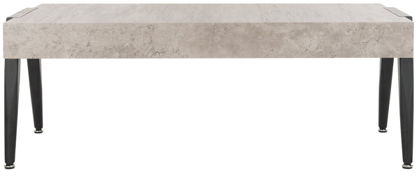 Safavieh Cameron Midcentury Modern Coffee Table - Light Grey Finish With Black Metal Legs For Chic Living Room Style COF7008A
