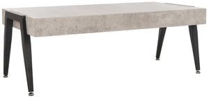 Safavieh Cameron Midcentury Modern Coffee Table - Light Grey Finish With Black Metal Legs For Chic Living Room Style COF7008A