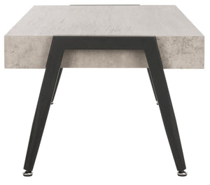 Safavieh Cameron Midcentury Modern Coffee Table - Light Grey Finish With Black Metal Legs For Chic Living Room Style COF7008A
