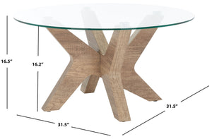 Safavieh Kaera Coffee Table – Modern Sculptural Centerpiece With Glass Top & Warm Wood Veneer Finish, Versatile Design COF7011A