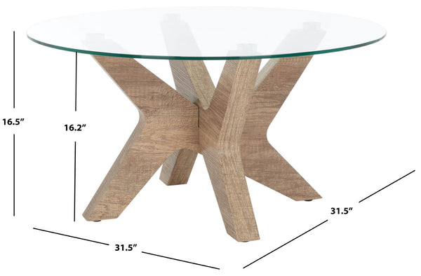 Safavieh Kaera Coffee Table – Modern Sculptural Centerpiece With Glass Top & Warm Wood Veneer Finish, Versatile Design COF7011A