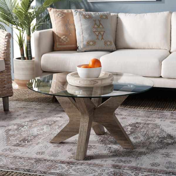 Safavieh Kaera Coffee Table – Modern Sculptural Centerpiece With Glass Top & Warm Wood Veneer Finish, Versatile Design COF7011A