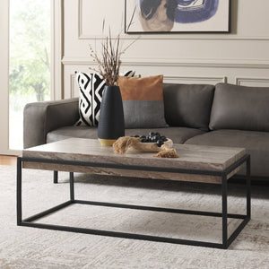 Safavieh Edgefield Modern Coffee Table – Grey Faux Marble Top & Sleek Black Metal Base For Stylish Living Spaces COF7012A