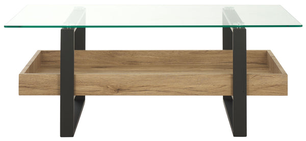 Safavieh Auberon Coffee Table - Contemporary Industrial Style With Glass Top, Black Metal Frame & Storage Shelf COF7015A