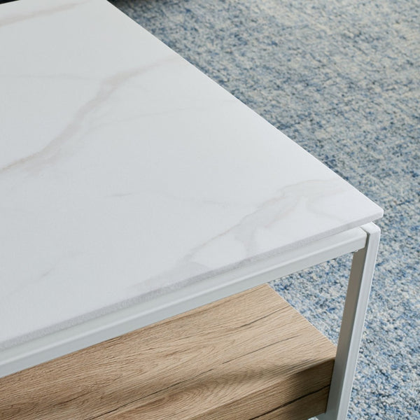 Safavieh Aurelian Coffee Table - Elegant White Faux Marble Top With Sleek Black Metal Base For Modern Spaces COF7016A