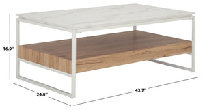 Safavieh Aurelian Coffee Table - Elegant White Faux Marble Top With Sleek Black Metal Base For Modern Spaces COF7016A