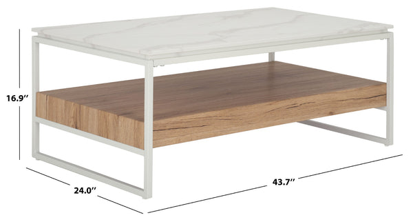 Safavieh Aurelian Coffee Table - Elegant White Faux Marble Top With Sleek Black Metal Base For Modern Spaces COF7016A