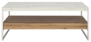 Safavieh Aurelian Coffee Table - Elegant White Faux Marble Top With Sleek Black Metal Base For Modern Spaces COF7016A