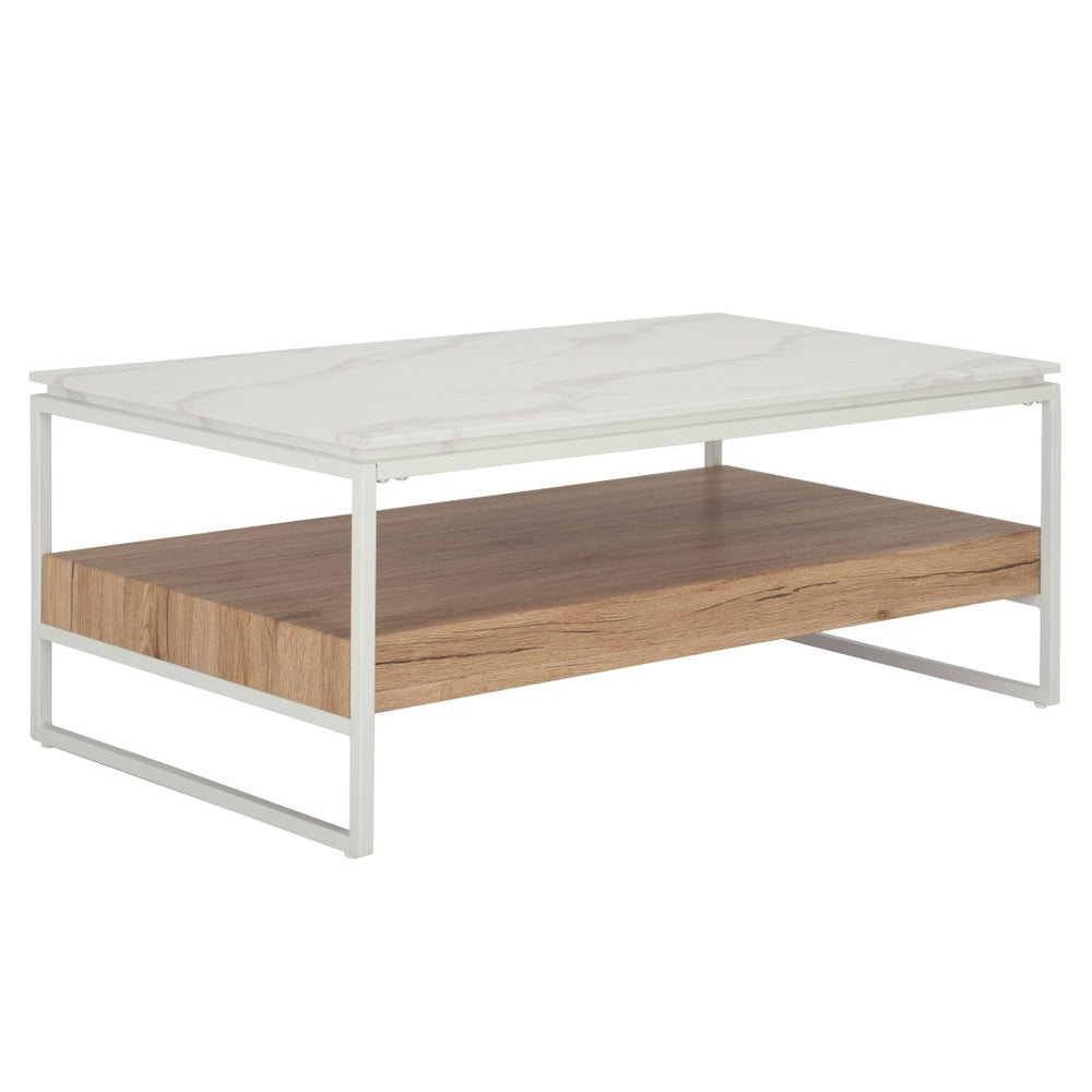 Safavieh Aurelian Coffee Table - Elegant White Faux Marble Top With Sleek Black Metal Base For Modern Spaces COF7016A