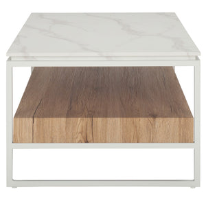 Safavieh Aurelian Coffee Table - Elegant White Faux Marble Top With Sleek Black Metal Base For Modern Spaces COF7016A