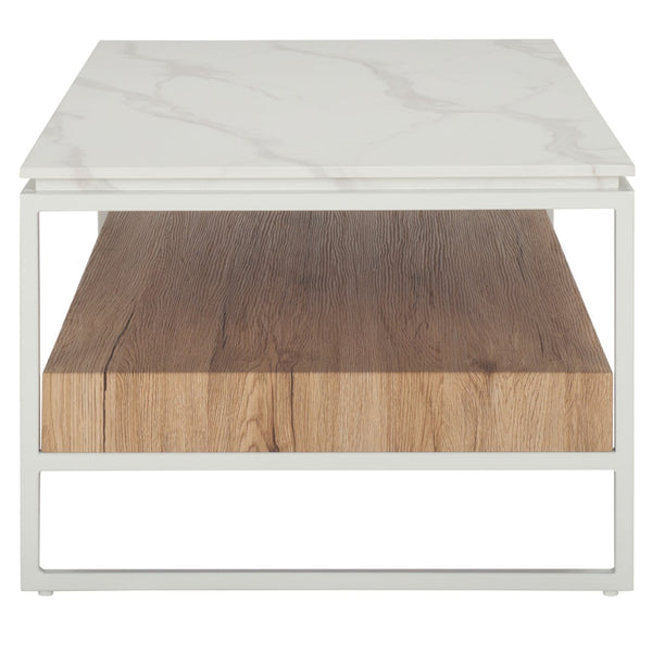 Safavieh Aurelian Coffee Table - Elegant White Faux Marble Top With Sleek Black Metal Base For Modern Spaces COF7016A