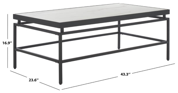 Safavieh Acelin Contemporary Coffee Table - Minimalist Design With Elegant Faux Marble Top And Sturdy Base White Faux Marble / Black COF7017A