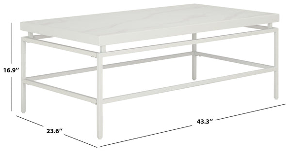 Safavieh Acelin Contemporary Coffee Table - Minimalist Design With Elegant Faux Marble Top And Sturdy Base White Faux Marble / White COF7017B