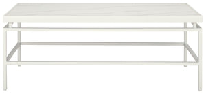 Safavieh Acelin Contemporary Coffee Table - Minimalist Design With Elegant Faux Marble Top And Sturdy Base White Faux Marble / White COF7017B