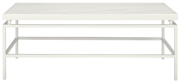 Safavieh Acelin Contemporary Coffee Table - Minimalist Design With Elegant Faux Marble Top And Sturdy Base White Faux Marble / White COF7017B
