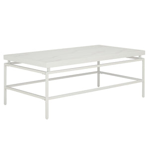 Safavieh Acelin Contemporary Coffee Table - Minimalist Design With Elegant Faux Marble Top And Sturdy Base White Faux Marble / White COF7017B