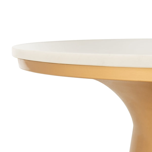 Safavieh Mila Pedestal Coffee Table – Luxurious Vintage-Inspired Design With Sculptural Elegance For Any Room White Marble/Brass COF7200A