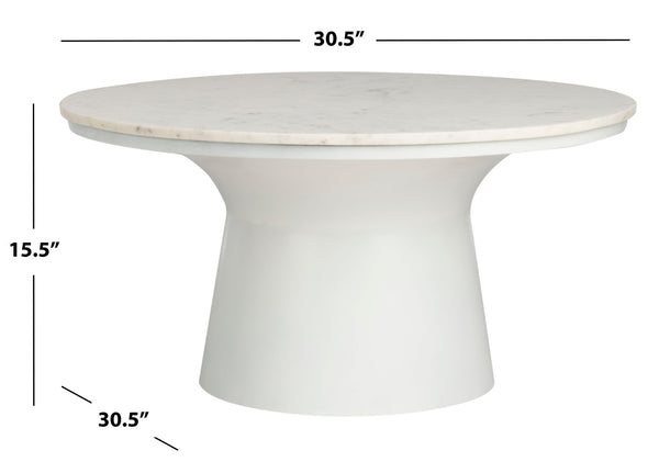 Safavieh Mila Pedestal Coffee Table – Luxurious Vintage-Inspired Design With Sculptural Elegance For Any Room White Marble/White COF7200B
